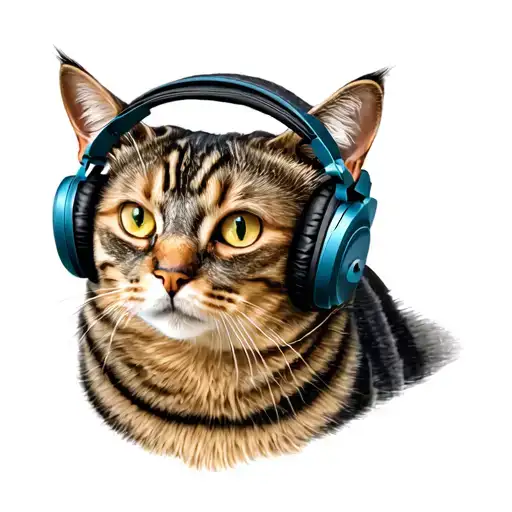 Cat Wearing Headphones