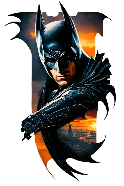 Dark Knight In Sunset Arm Tattoo Design