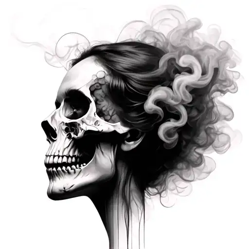 Women Face Skull Smoke Forming