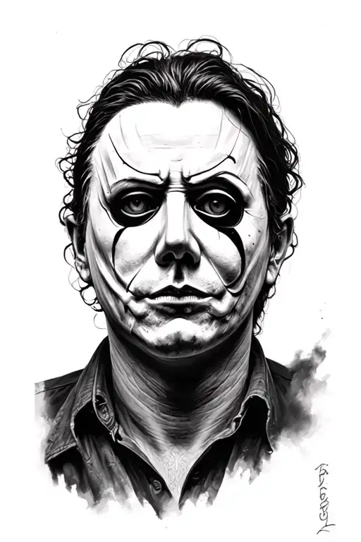 Black And White Micheal Myers Face