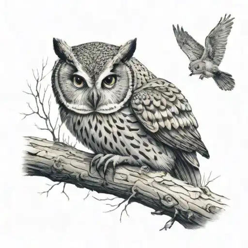 Owl Perched Near A Fox