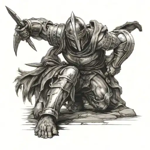 Spartan Warrior Kneeling