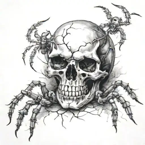 Skull And Spider Crawling