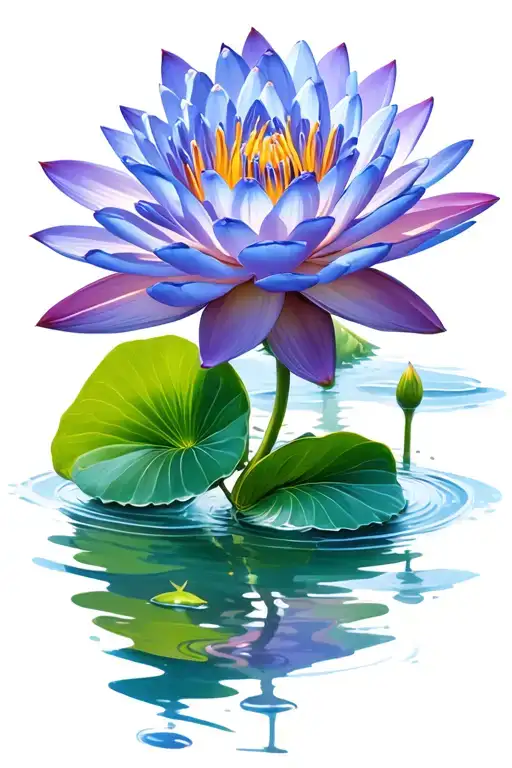 Violet And Water Lily Flowers