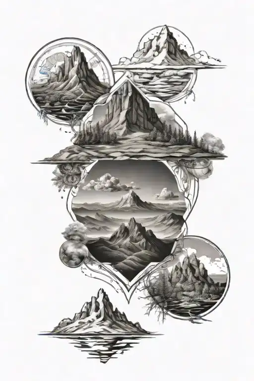 Science Inspired Tattoo With Mountain Landscape