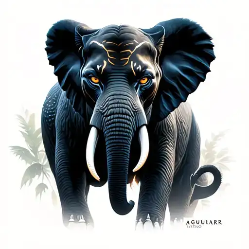 Black Panther With Elephant And Aguilar