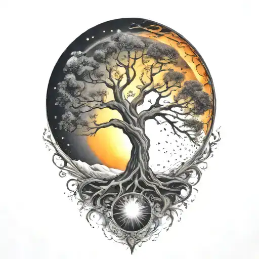 Tree Of Life And Sun And Moon