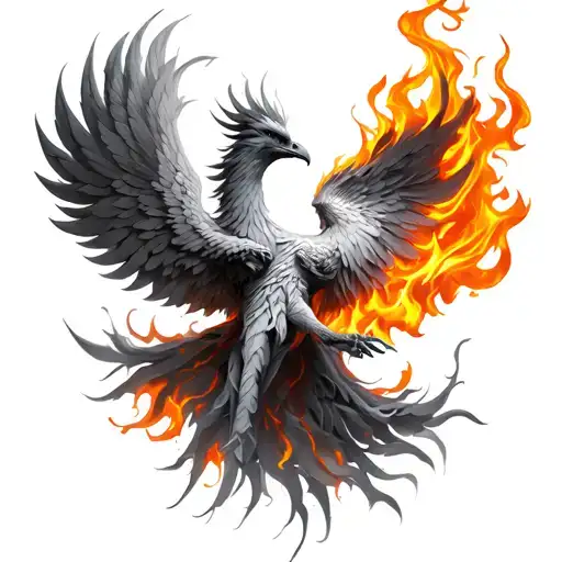 Phoenix With Fire With Fire Gray Full Back