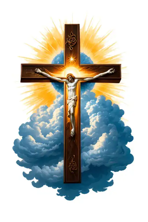 3 Cross In Calvary Shining On A Cloud