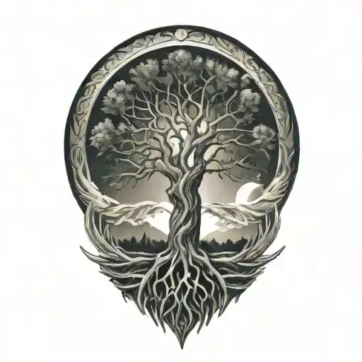 Tree Of Life And Sun And Moon