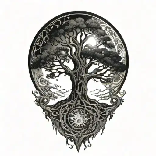 Tree Of Life And Sun And Moon