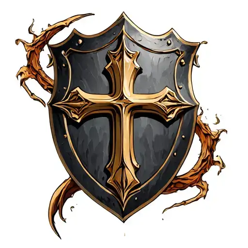 Shield With Cross Tattoo Medevil Arc Angle With Sord