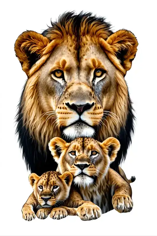Lioness And 2 Cubs