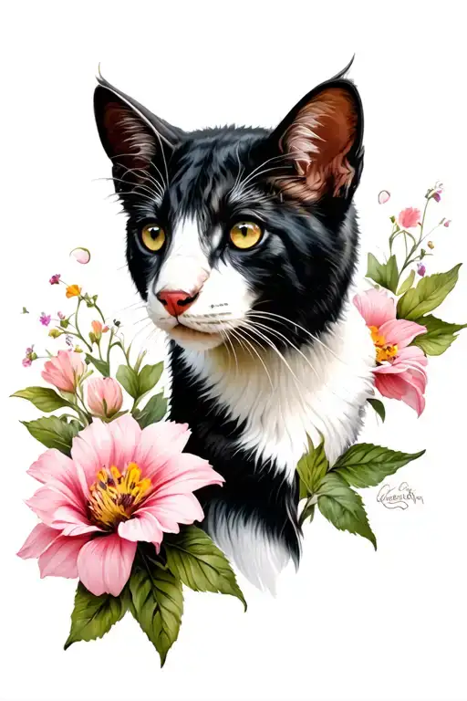 Animal Hermine And Flower