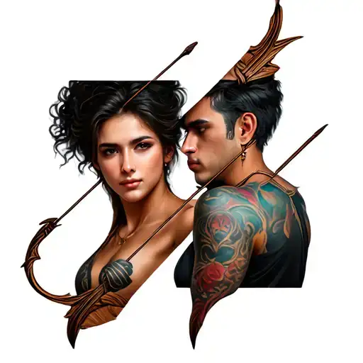 3D Bow And Arrow Couples Design