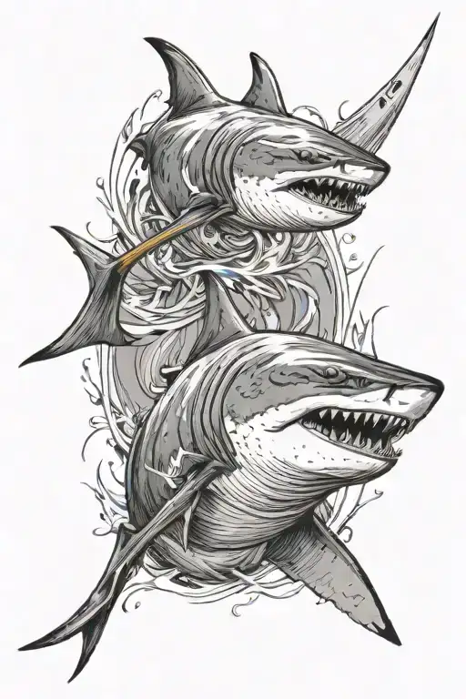 A Ferocious Shark With A Scythe Behind Its Back