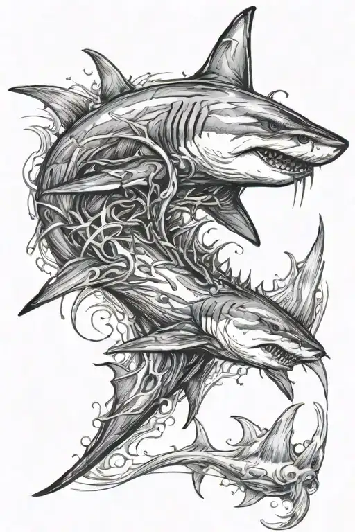 A Ferocious Shark With A Scythe Behind Its Back