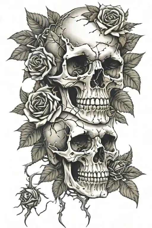 Skull And Roses With Thorns