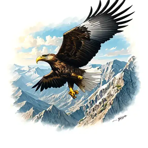 An Eagle Flies Over The Mountains