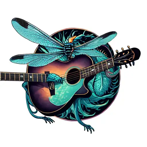 Dragon Fly And Guitar Merging
