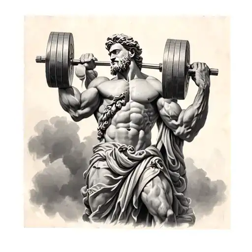 Zeus God Lifting Weights