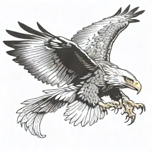 Flying Eagle Wings Spread Front Facing Forward