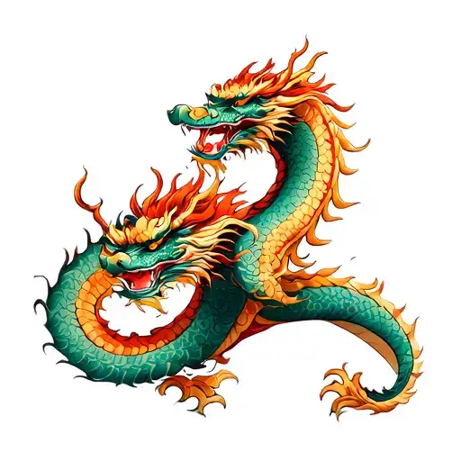 Chinese Dragon Wrapped Around Leg