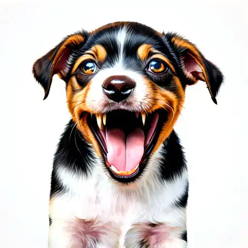 Puppy With An Eyeball In His Mouth Wide Open