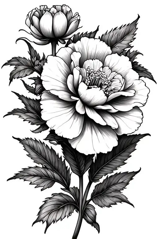 Name And Carnation Flower Intertwined