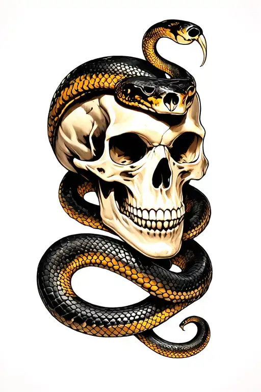 Skull With Snake