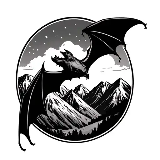 Bat On The Background Of The Mountains