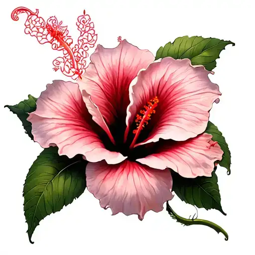 Tail Straw With Hibiscus Flower