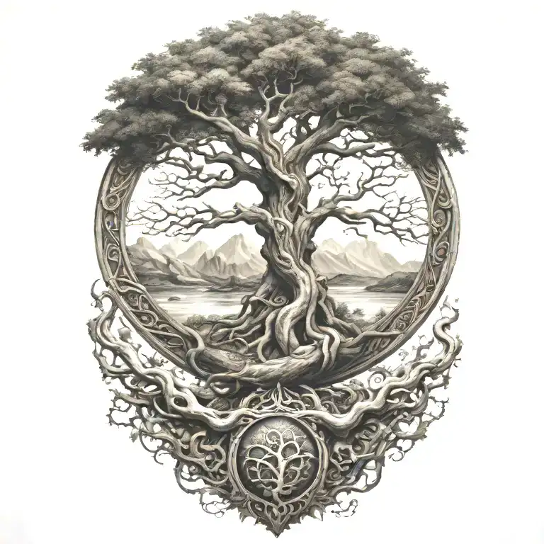 Yggdrasil With World Serpent Wrapped