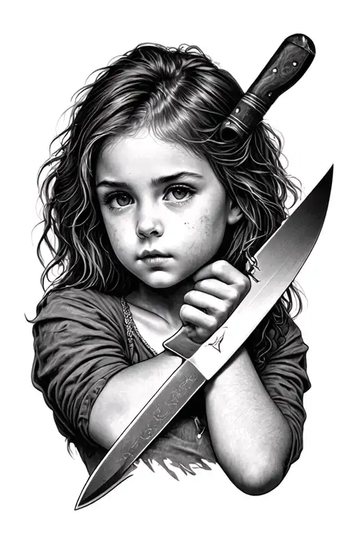 Cute Girl With A Knife