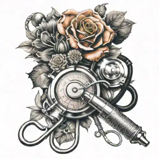 Flowers With A Stethoscope And A Scalpel As A Symbol