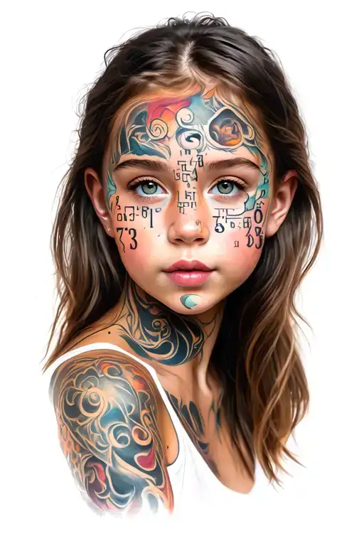 Girl With Numbers On Her Face