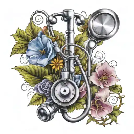 Flowers On A Vine With A Stethoscope And A Scalpel As A Symbol
