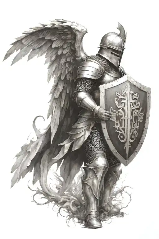 Knight With A Shield And Wings