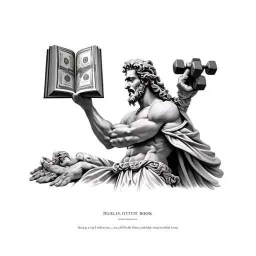 Greek God Hades Holding Dumbell Money Book