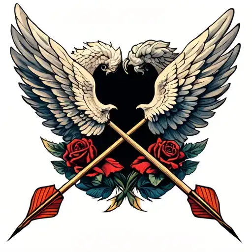 Cupids Bow With A Single Arrow Crossing Each Other