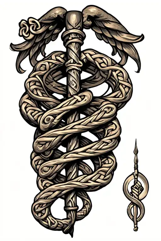 Rod Of Asclepius Celtic Style