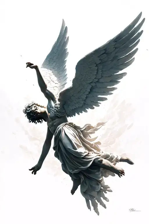Icarus Falling Angel Wings Spread