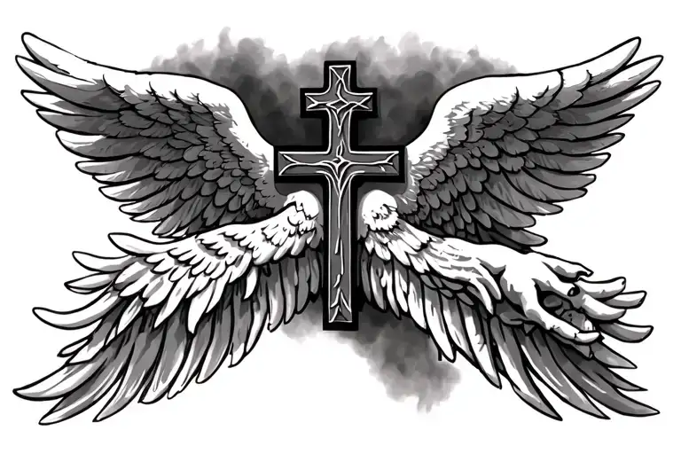 Christian Cross With Angel Wings