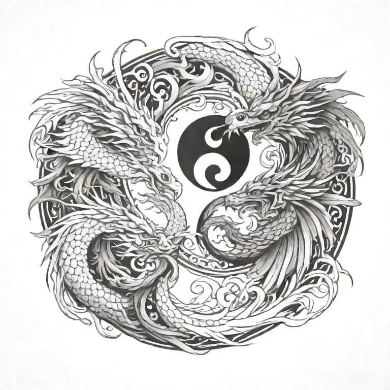 Phoenix Dragon Yin Yang
