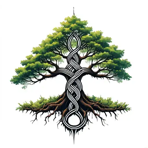 Celctic Knot Growing Up Into A Tree