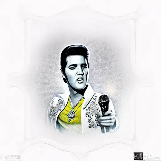 Elvis Presley On Stage With Spotlights And Tcb Symbol