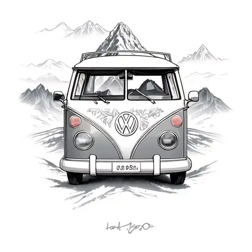 Volkswagen T1 With Mountains