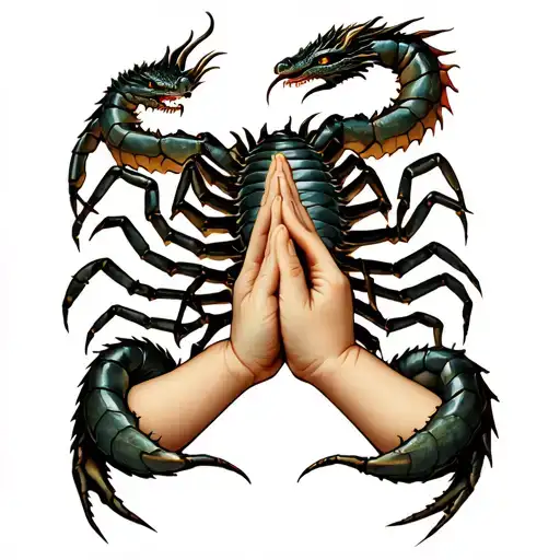 Scorpion And Dragon Wrapping Baby Hand Praying Hands