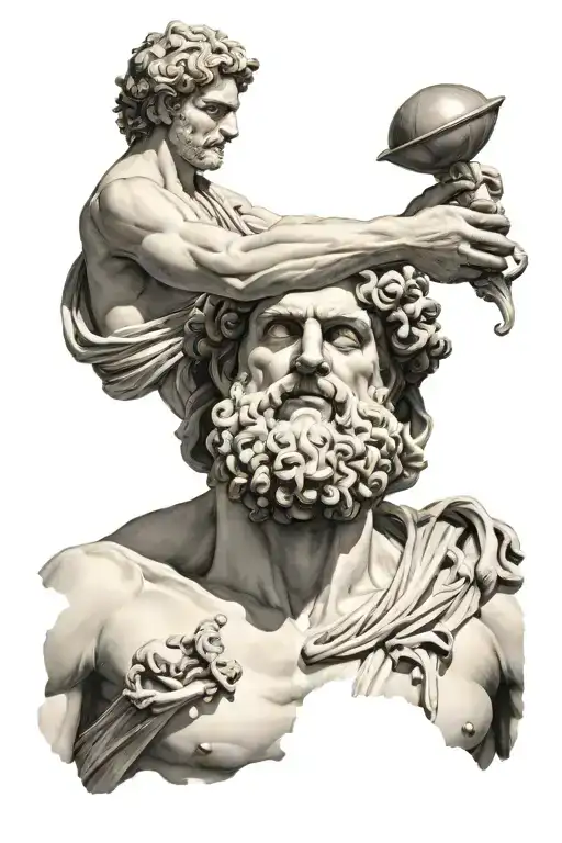 Greek God Holding