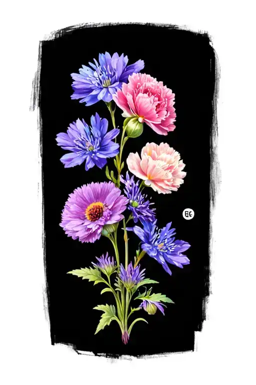 Larkspur Carnation Aster And Cosmo